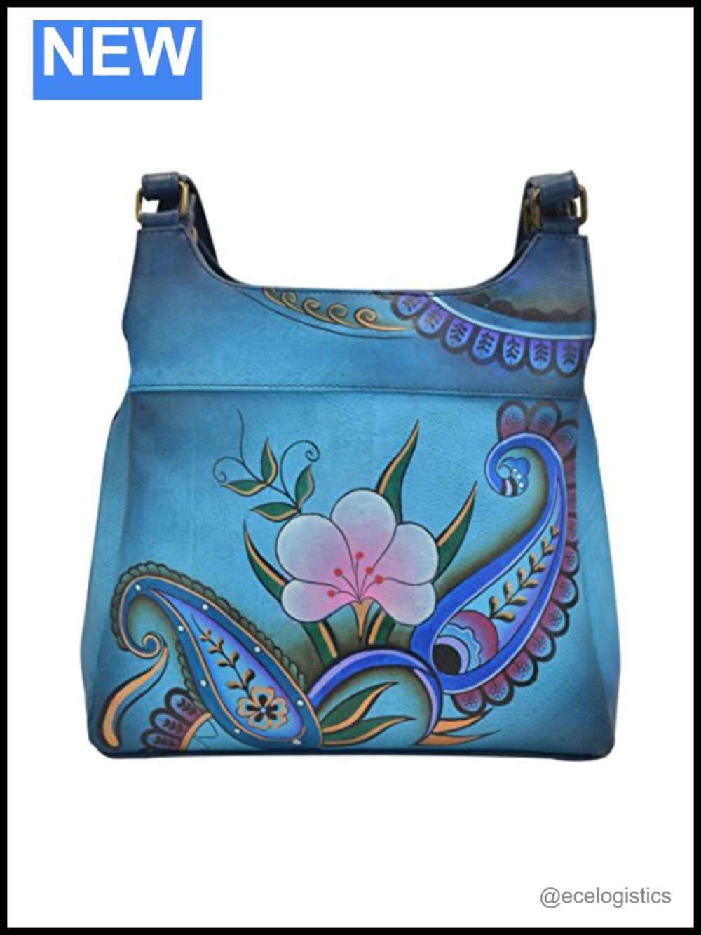 Hand-Painted Genuine Leather Triple Compartment Satchel Bag